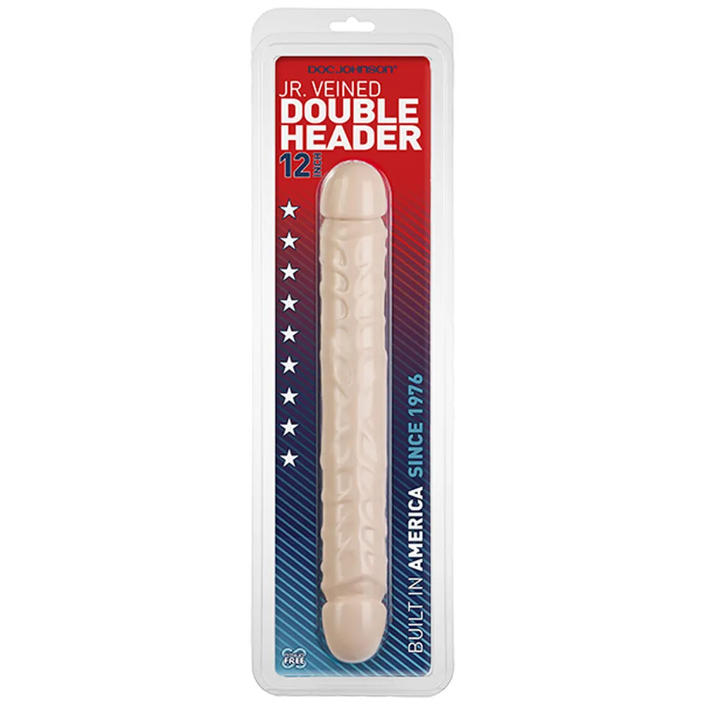 Jr Veined Double Header 12 Inch Dong Flesh Pink - Image 3
