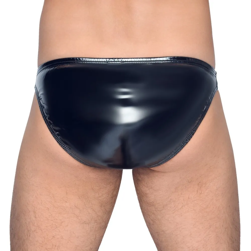 Black Level Vinyl Briefs With Zip Black - Image 2
