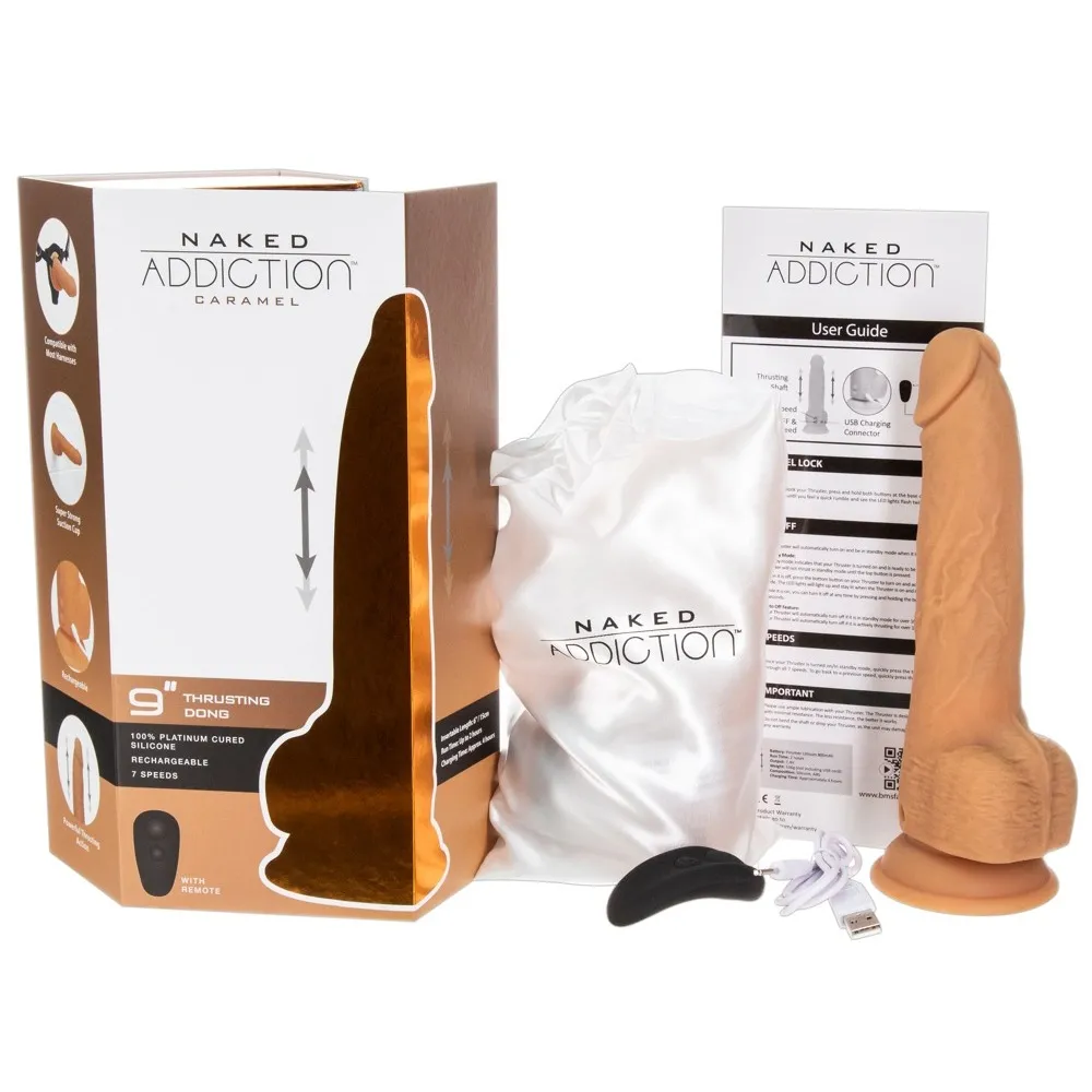 Naked Attraction 9 Inch Thrusting Dildo Caramel - Image 4