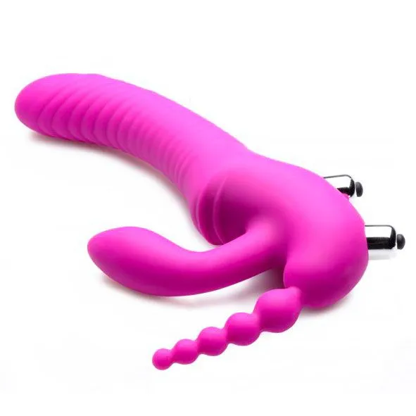 XR Regal Rider Vibrating Silicone Strapless Strap On Triple G Di - Image 3