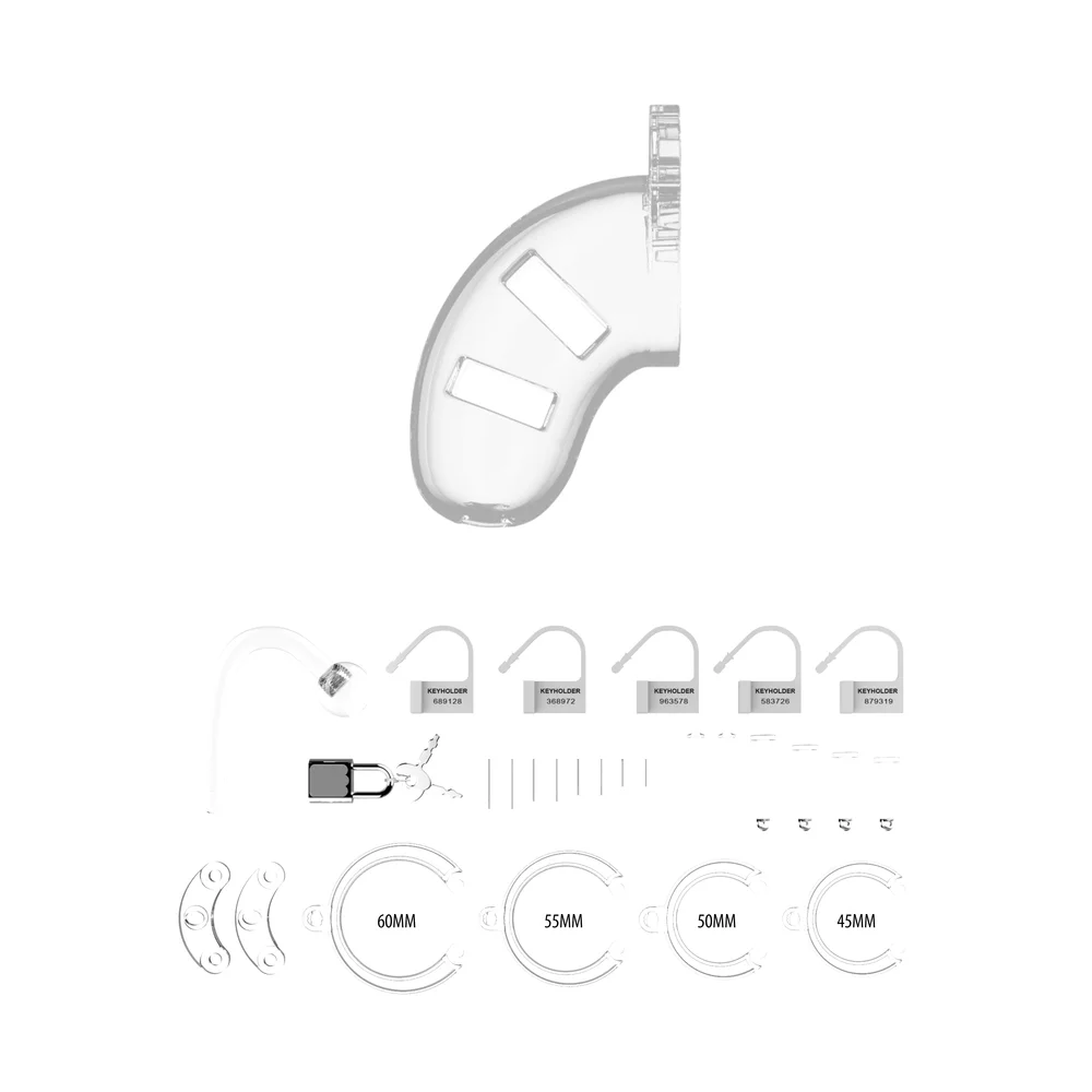 Man Cage 10  Male 3.5 Inch Clear Chastity Cage With Anal Plug - Image 3