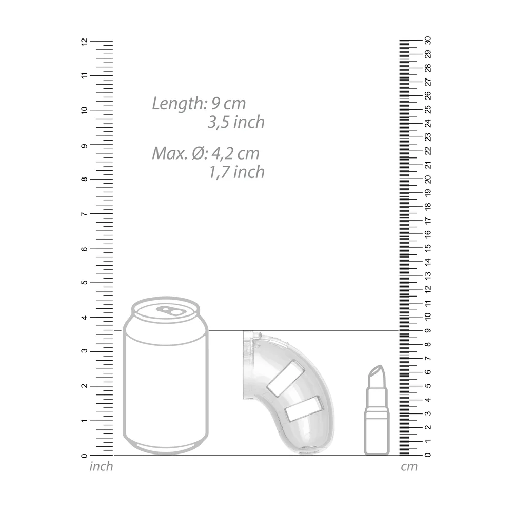 Man Cage 10  Male 3.5 Inch Clear Chastity Cage With Anal Plug - Image 4