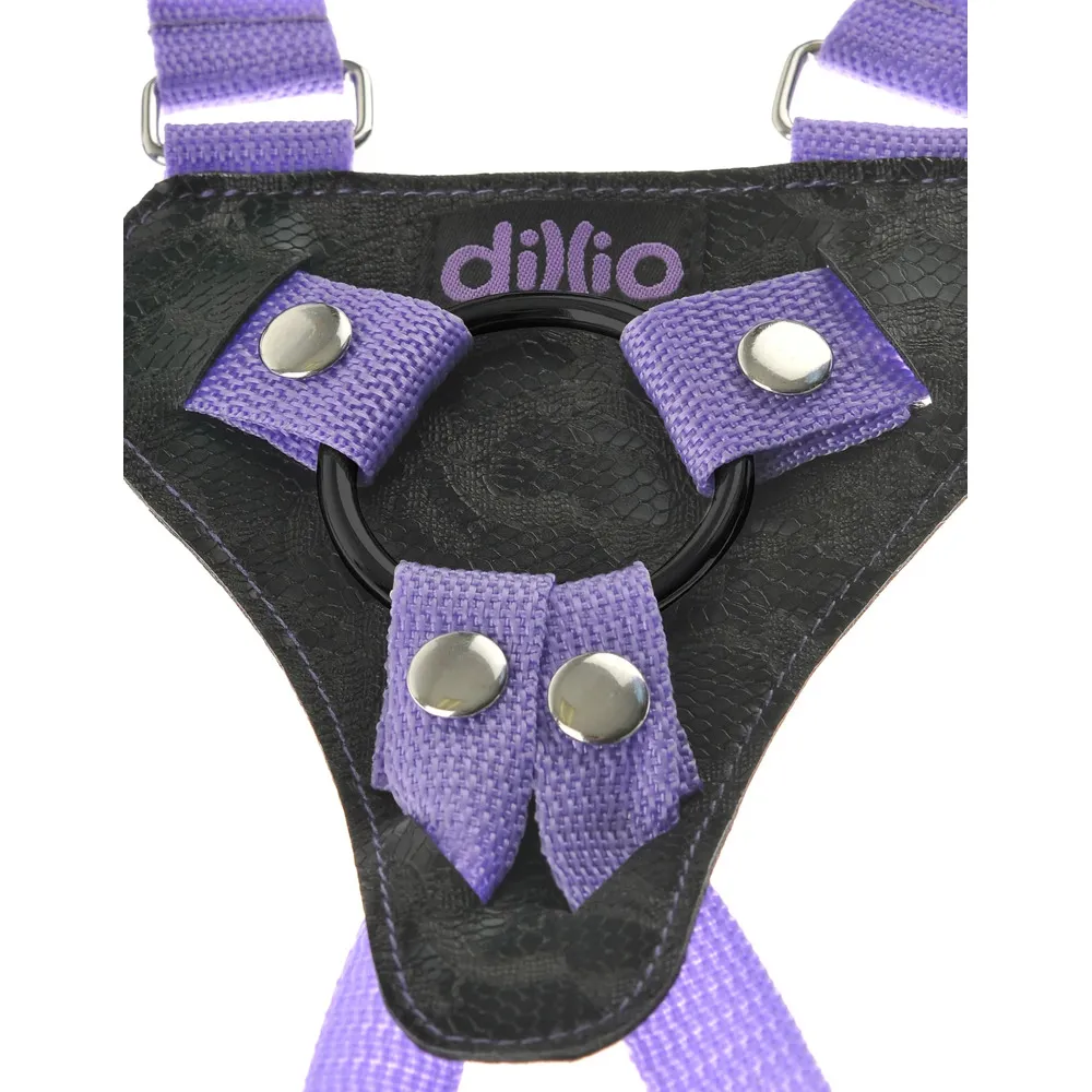 Dillio Strap On Suspender Harness With Silicone 7 Inch Purple Do - Image 4