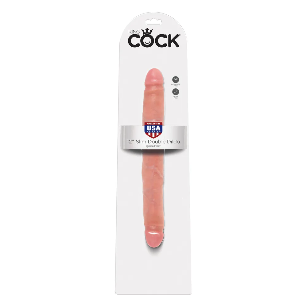 King Cock 12 Inch Slim Double Dildo Flesh - Image 4